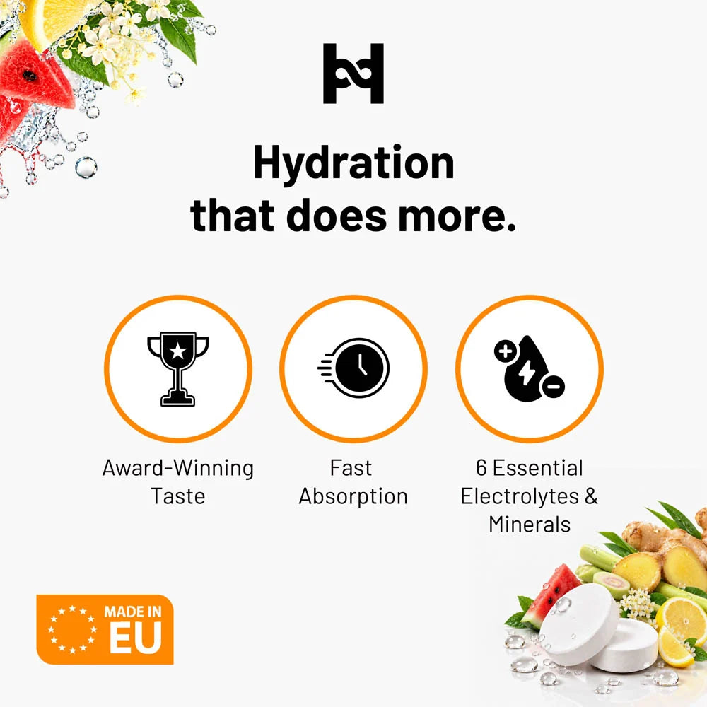 Electrolyte Hydration Tablets Triple Flavour Pack with Lemon, Watermelon and Ginger Lemongrass
