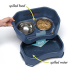 Elevated Slow Feeder Dog Bowl Set with Nine-Peak Insert, Splash Guards and Optional Leg Extensions