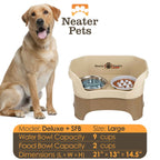 Elevated Slow Feeder Dog Bowl Set with Nine-Peak Insert, Splash Guards and Optional Leg Extensions