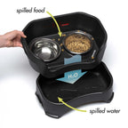 Elevated Slow Feeder Dog Bowl Set with Nine-Peak Insert, Splash Guards and Optional Leg Extensions