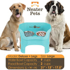 Elevated Slow Feeder Dog Bowl Set with Nine-Peak Insert, Splash Guards and Optional Leg Extensions