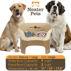 Elevated Slow Feeder Dog Bowl Set with Nine-Peak Insert, Splash Guards and Optional Leg Extensions