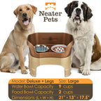 Elevated Slow Feeder Dog Bowl Set with Nine-Peak Insert, Splash Guards and Optional Leg Extensions
