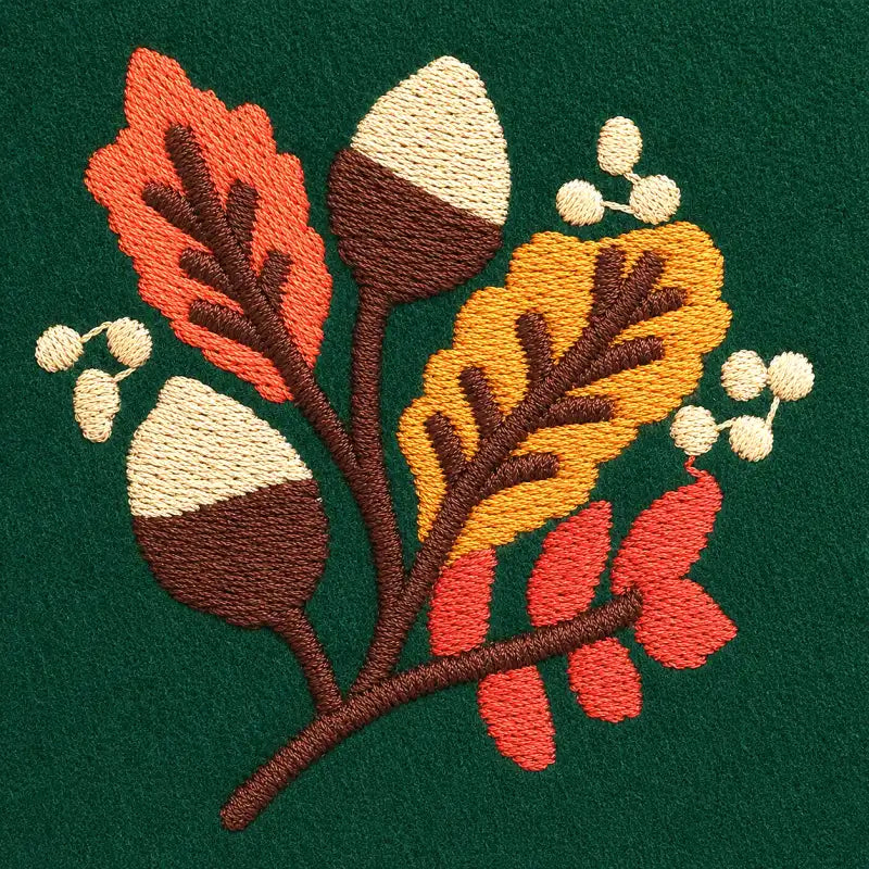 Embroidered Dog Bow Tie for Standard-Width Collars, Two Secure Elastic Loops, Small or Large Fall Foliage Style