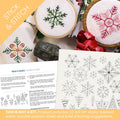 Embroidery Patterns on Sticky-Backed Washaway Fabric Featuring 29 Winter and Christmas Motifs