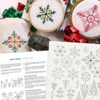 Embroidery Patterns on Sticky-Backed Washaway Fabric Featuring 29 Winter and Christmas Motifs