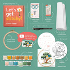 Embroidery Project Kit with Treehouse Scene, Step-by-Step Digital Guide and Complete Stitching Supplies