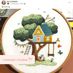 Embroidery Project Kit with Treehouse Scene, Step-by-Step Digital Guide and Complete Stitching Supplies