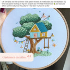 Embroidery Project Kit with Treehouse Scene, Step-by-Step Digital Guide and Complete Stitching Supplies