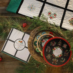 Embroidery Quilt Kit with Framed Squares Pattern, White Stitchery Cloth, Black Velveteen and Kelly Green Linen