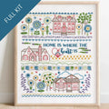 Embroidery Sampler Kit with Pre-Printed 14 x 18 Inch Linen-Cotton Canvas, DMC Floss and Illustrated Guide