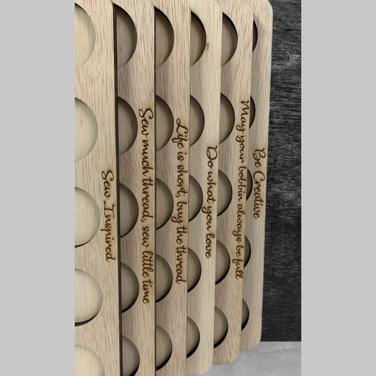Embroidery Thread Storage Trays, Set of 6 Laser-Cut Wood Inserts for 216 Spools with 1.80-Inch Bases