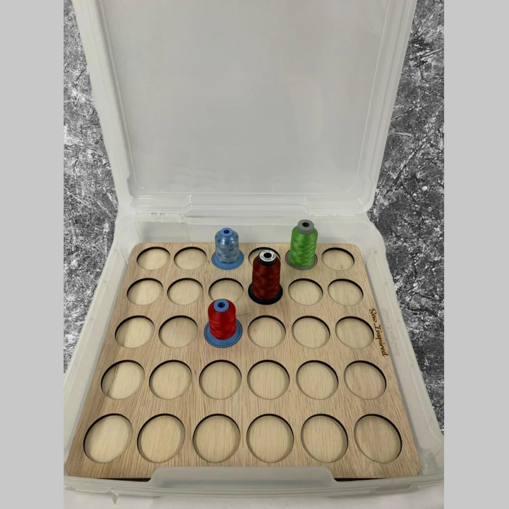Embroidery Thread Storage Trays, Set of 6 Laser-Cut Wood Inserts for 216 Spools with 1.80-Inch Bases