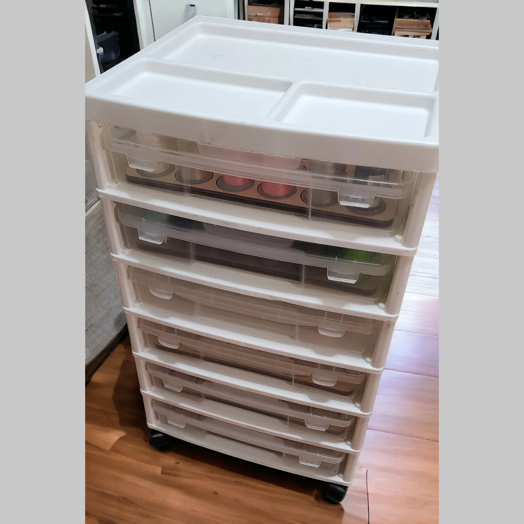 Embroidery Thread Storage Trays, Set of 6 Laser-Cut Wood Inserts for 216 Spools with 1.80-Inch Bases
