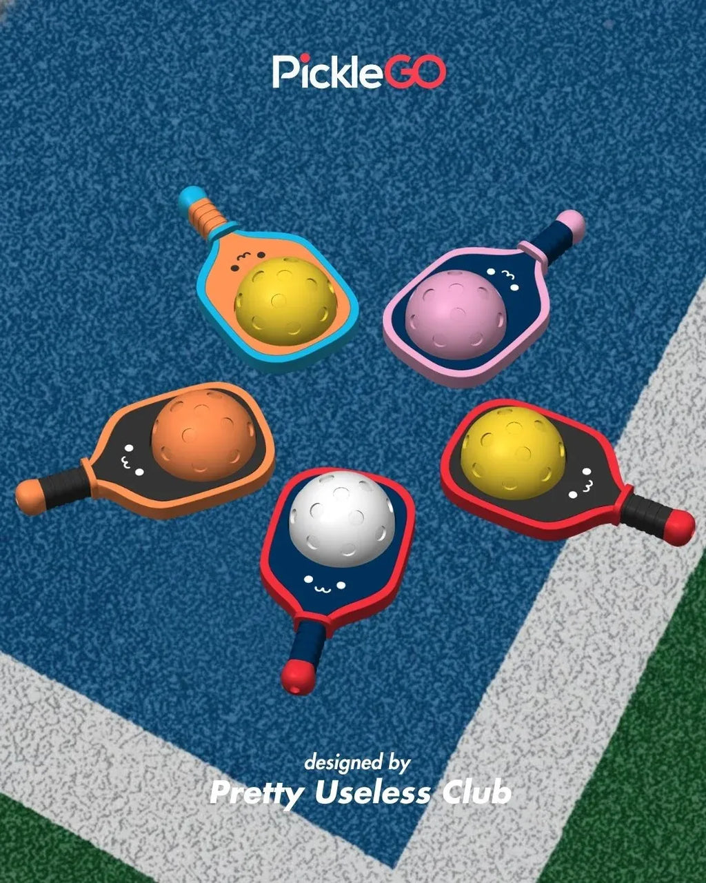Emotional Support Pickleball Clicker Toy with Keychain, Pocket-Size Stress Relief Paddle in Five Color