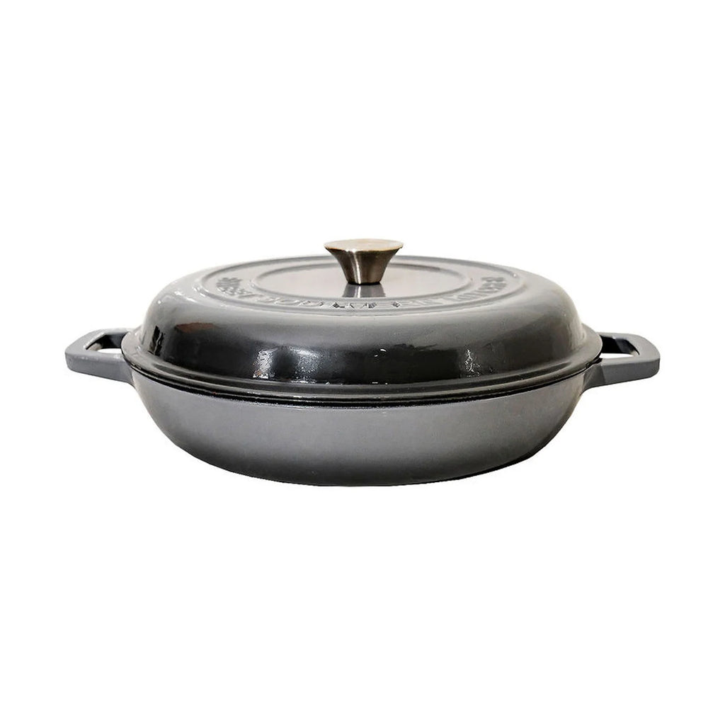 Enameled Cast Iron Cookware Set with Round Casserole, Skillet, Shallow Casserole and Rectangular Roaster