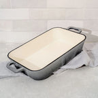 Enameled Cast Iron Cookware Set with Round Casserole, Skillet, Shallow Casserole and Rectangular Roaster