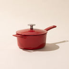 Enameled Cast Iron Saucepan, 2 QT with Cloud Cover Lid for Even Simmering, Sauce Reduction and Grill-Ready Cooking
