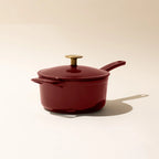 Enameled Cast Iron Saucepan, 2 QT with Cloud Cover Lid for Even Simmering, Sauce Reduction and Grill-Ready Cooking