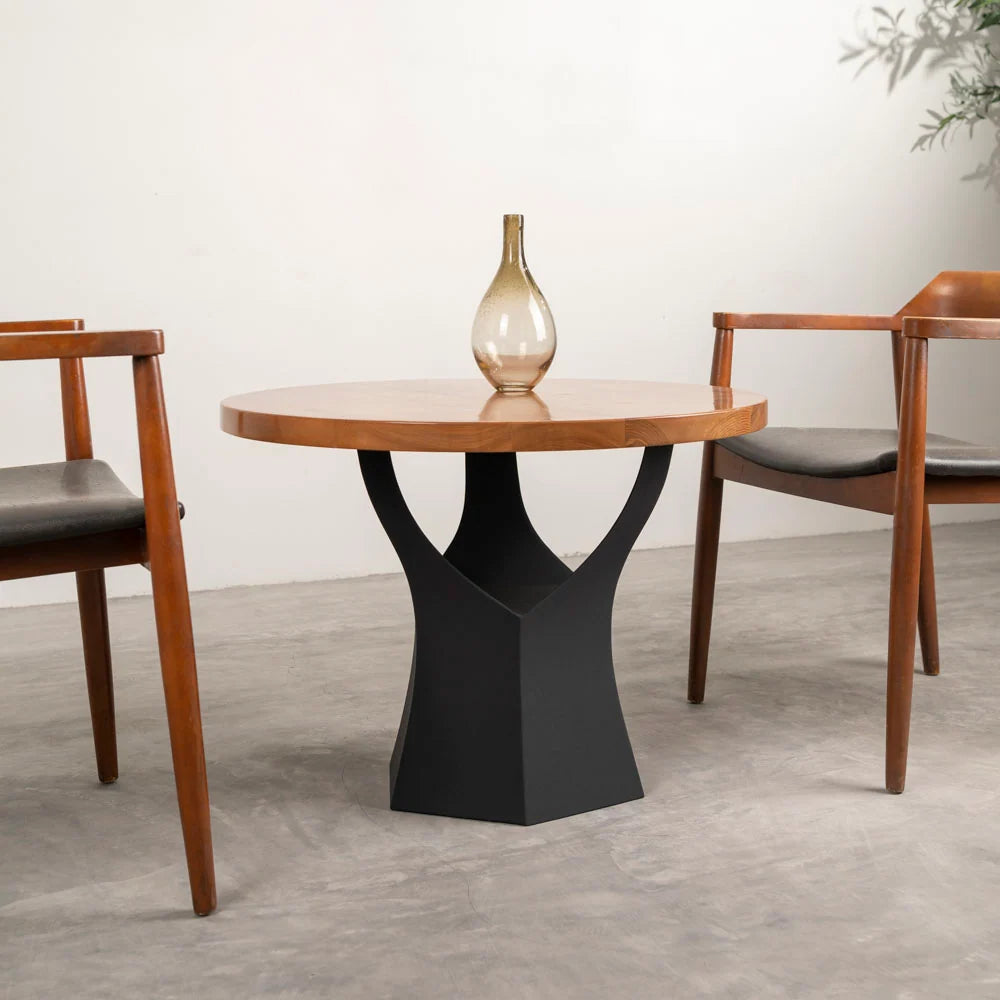 End Table Legs in Black Steel, 20 Inches High, Tree Trunk Design for a Modern Side Table or Nightstand