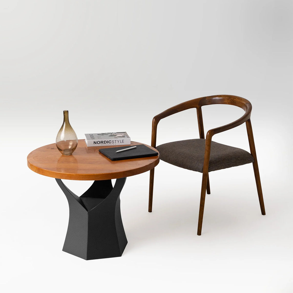 End Table Legs in Black Steel, 20 Inches High, Tree Trunk Design for a Modern Side Table or Nightstand