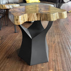 End Table Legs in Black Steel, 20 Inches High, Tree Trunk Design for a Modern Side Table or Nightstand