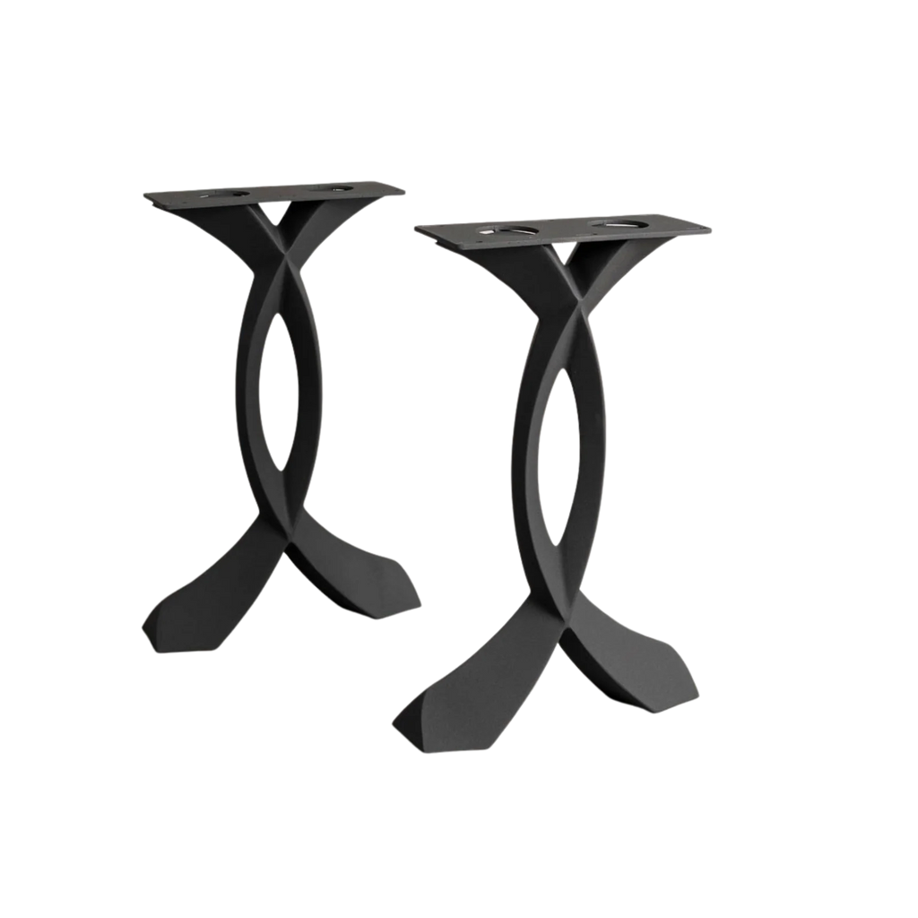 End Table Legs in Matte Black Steel, 20-Inch Curva Pair for a Mid-Century Modern Furniture Project