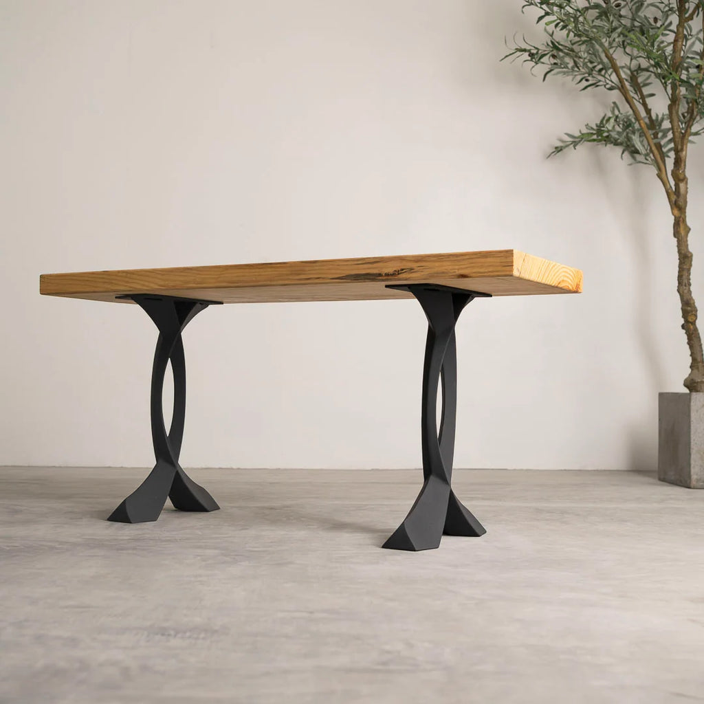 End Table Legs in Matte Black Steel, 20-Inch Curva Pair for a Mid-Century Modern Furniture Project