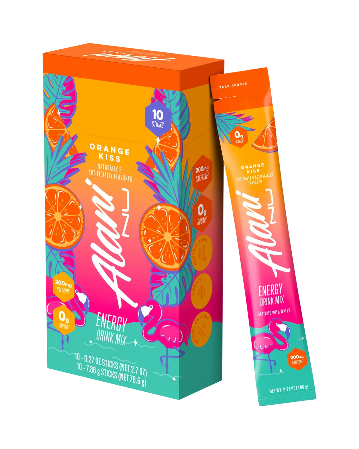 Energy Drink Powder Sticks with Orange Flavor, B Vitamins and 200mg Caffeine per Serving · Energy Drink Mix