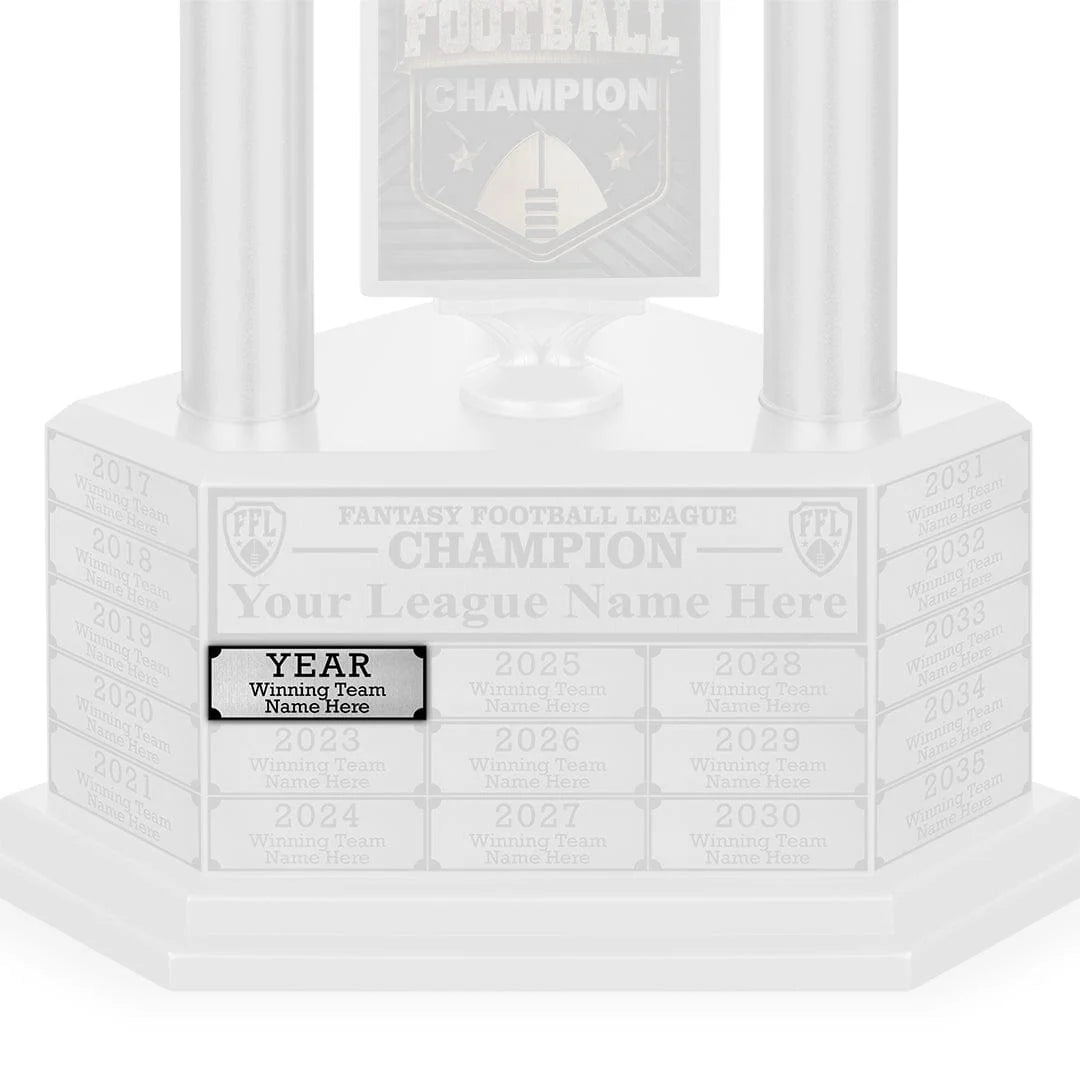 Engraved Name Plate for Legacy Three-Column Trophies, 2.44 x 0.75 Inch Fantasy Football Award Update