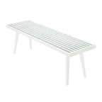 Entryway Bench with Mid-Century Slatted Design, Solid Pine and Birch Wood Frame, Tapered Legs and 275 lb Support