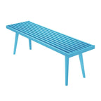 Entryway Bench with Mid-Century Slatted Design, Solid Pine and Birch Wood Frame, Tapered Legs and 275 lb Support