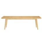 Entryway Bench with Mid-Century Slatted Design, Solid Pine and Birch Wood Frame, Tapered Legs and 275 lb Support