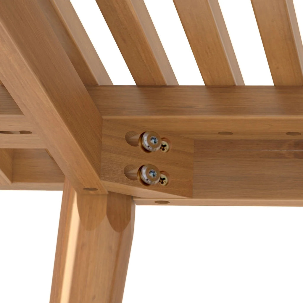 Entryway Bench with Mid-Century Slatted Design, Solid Pine and Birch Wood Frame, Tapered Legs and 275 lb Support