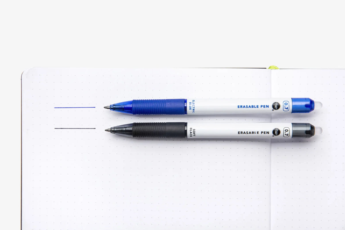 Erasable Gel Pens Starter Pack with 6 Rollerball Pens, 8 Refills, 0.7mm Tips and Electric Blue Color