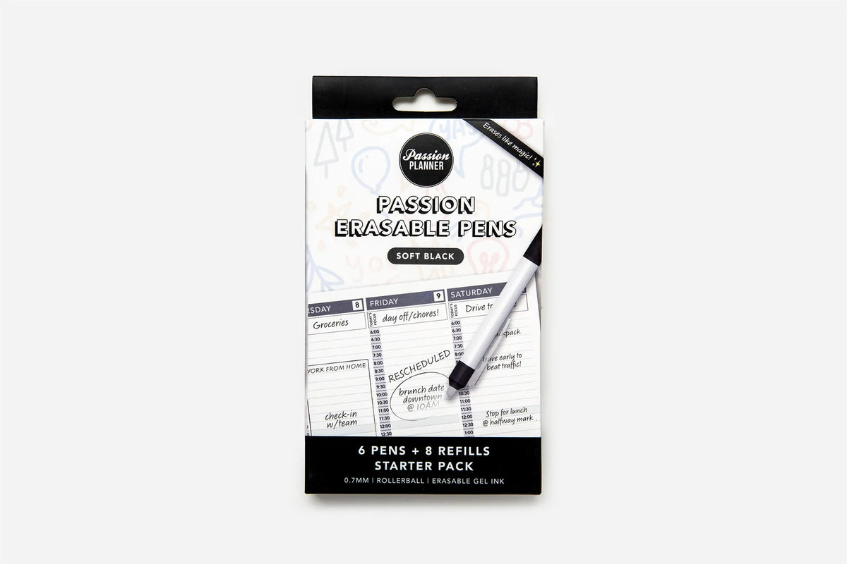 Erasable Gel Rollerball Pens with Soft Black or Electric Blue Ink, 0.7mm Tips, 6 Pens and 8 Refills