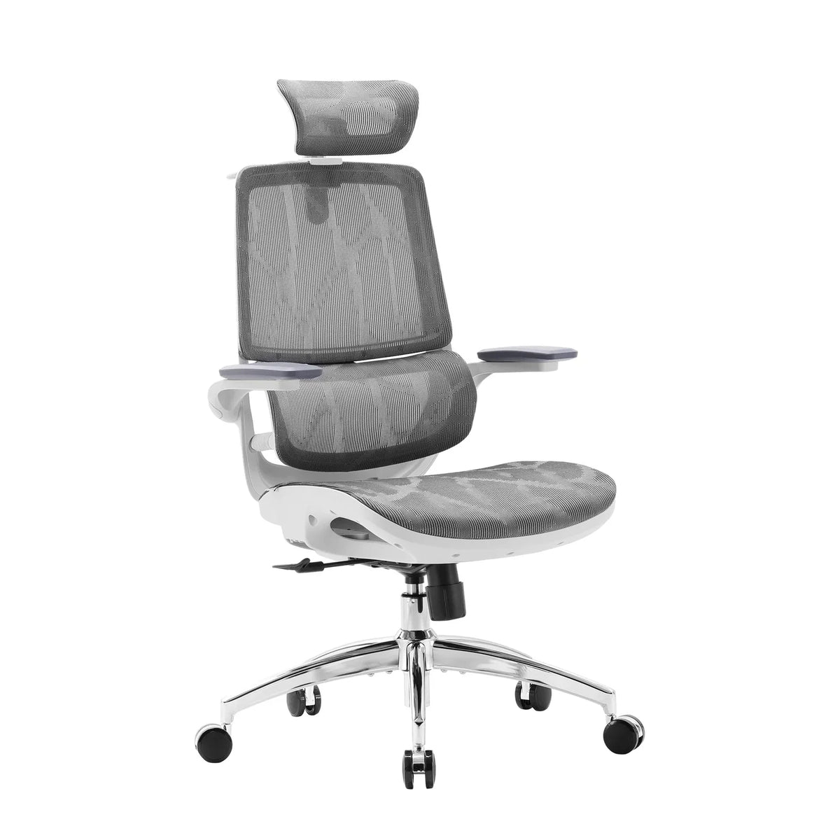Ergonomic Mesh Office Chair with 3D Flip-Up Armrests and a Dual-Section Backrest for Space-Saving Workspaces — Gray