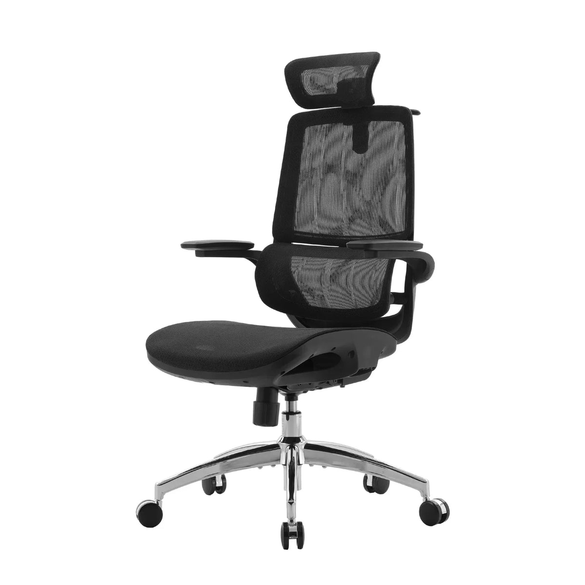 Ergonomic Mesh Office Chair with 3D Flip-Up Armrests and a Dual-Section Backrest for Space-Saving Workspaces — Black