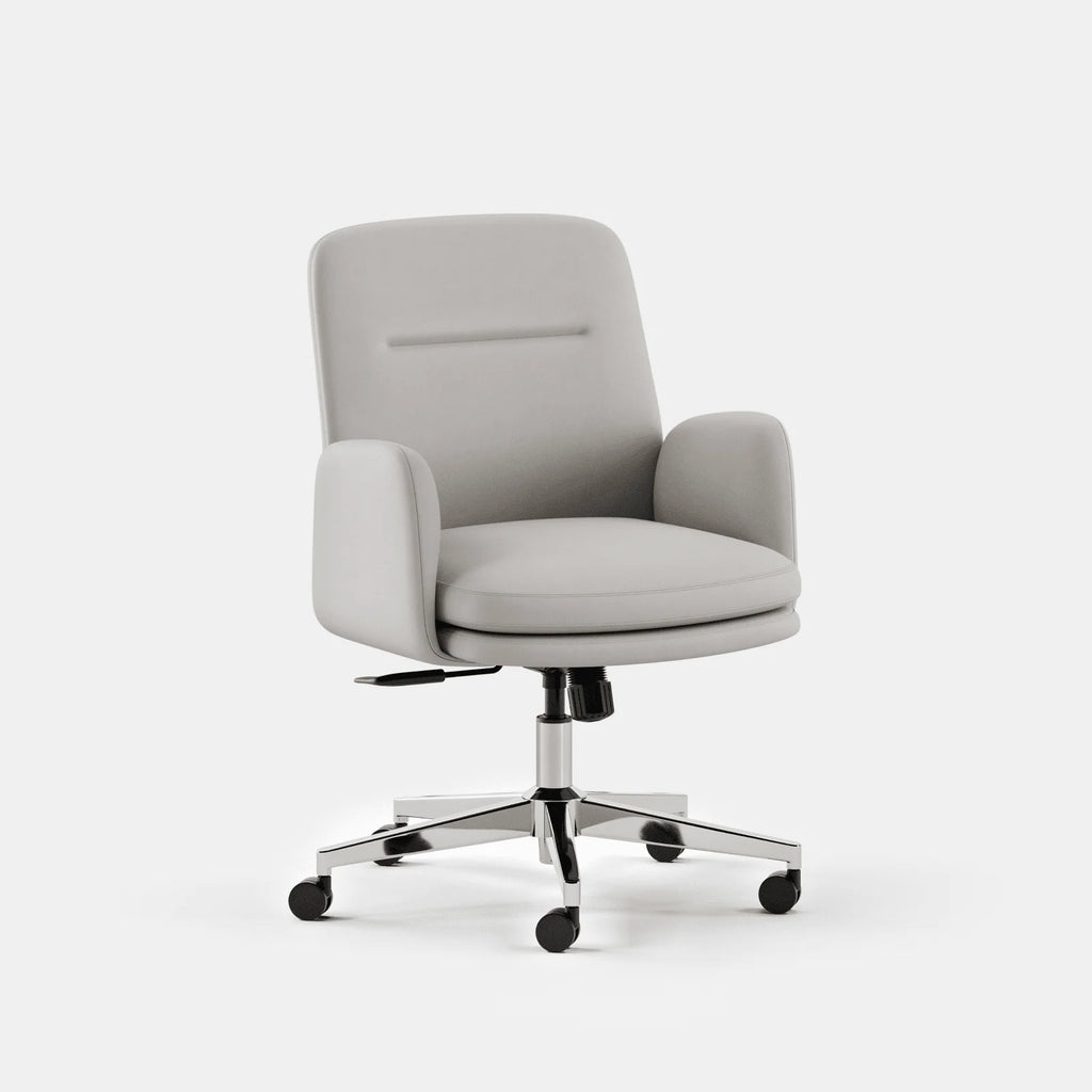 Ergonomic Office Chair with Lumbar Support, Plush Hybrid Cushion, Adjustable Tilt and Mid or High Back — Bone / Mid Back