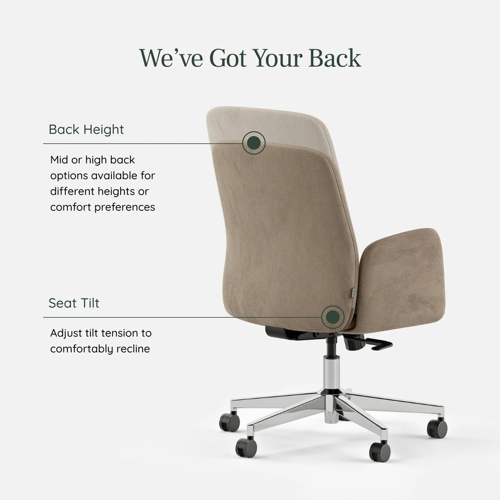 Ergonomic Office Chair with Lumbar Support, Plush Hybrid Cushion, Adjustable Tilt and Mid or High Back