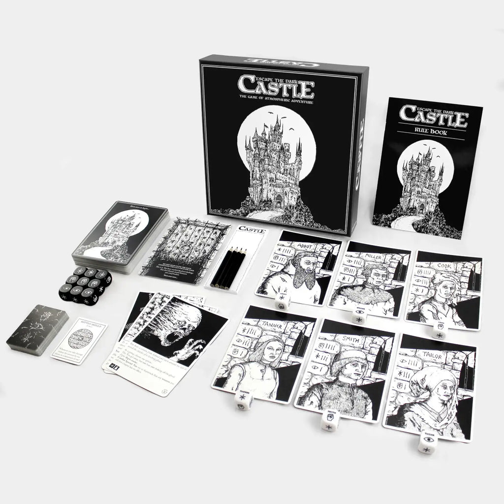 Escape the Dark Castle First Edition Cooperative Fantasy Adventure Card Game with Story Chapters and Custom Dice