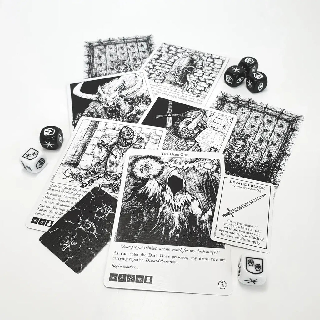 Escape the Dark Castle First Edition Cooperative Fantasy Adventure Card Game with Story Chapters and Custom Dice
