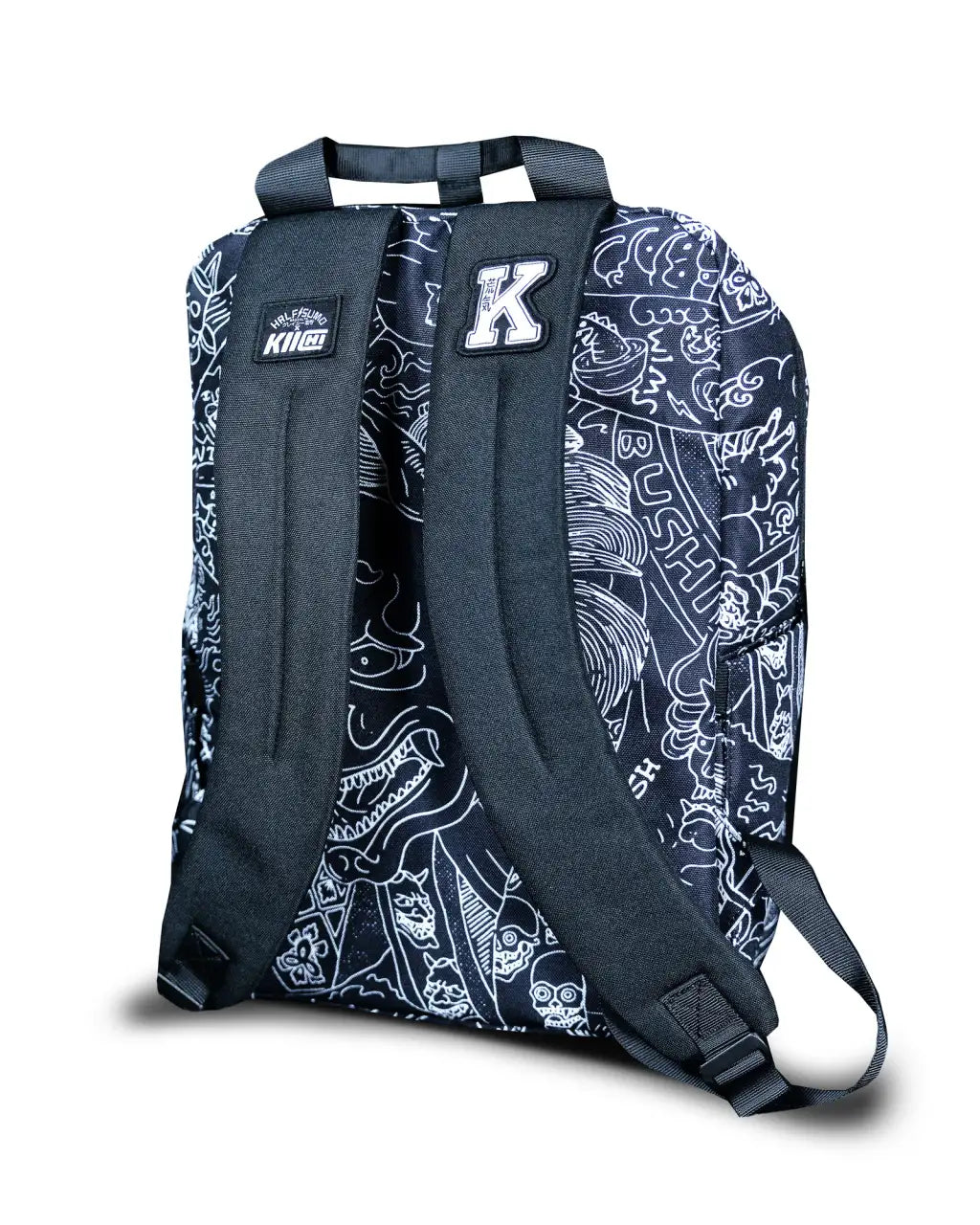 Everyday Backpack with Samurai Artwork and Separate Front Pockets for School and Work Essentials