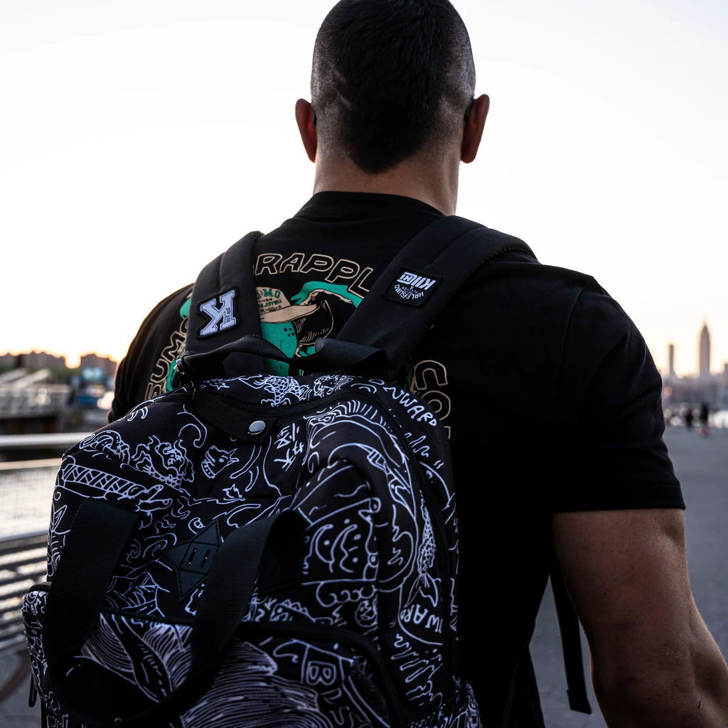 Everyday Backpack with Samurai Artwork and Separate Front Pockets for School and Work Essentials