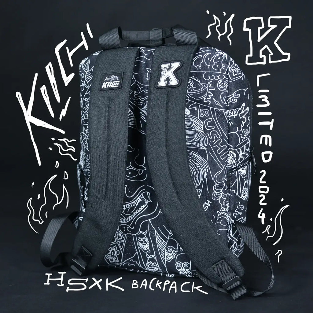 Everyday Backpack with Samurai Artwork and Separate Front Pockets for School and Work Essentials