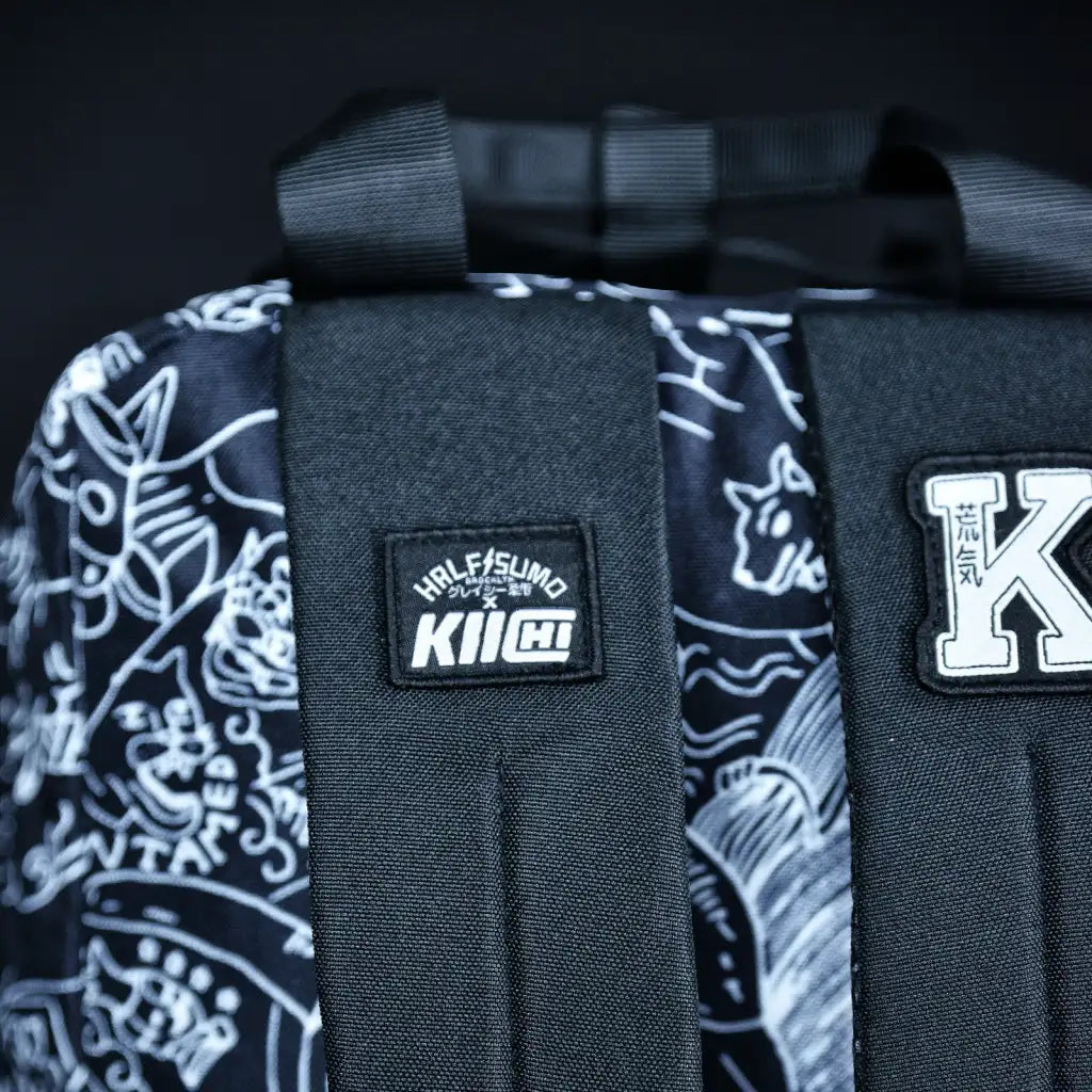 Everyday Backpack with Samurai Artwork and Separate Front Pockets for School and Work Essentials