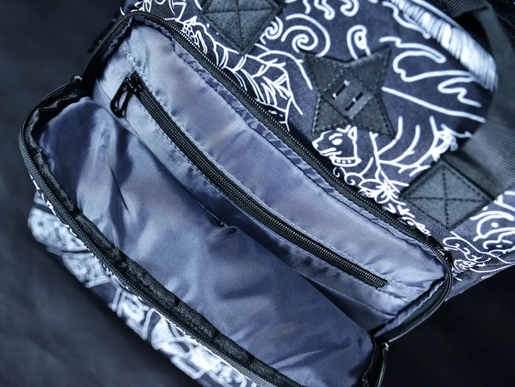 Everyday Backpack with Samurai Artwork and Separate Front Pockets for School and Work Essentials