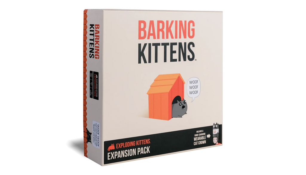 Exploding Kittens Card Game Bundle with Original Edition, Barking Kittens Expansion, 20 New Cards and Cat Crown