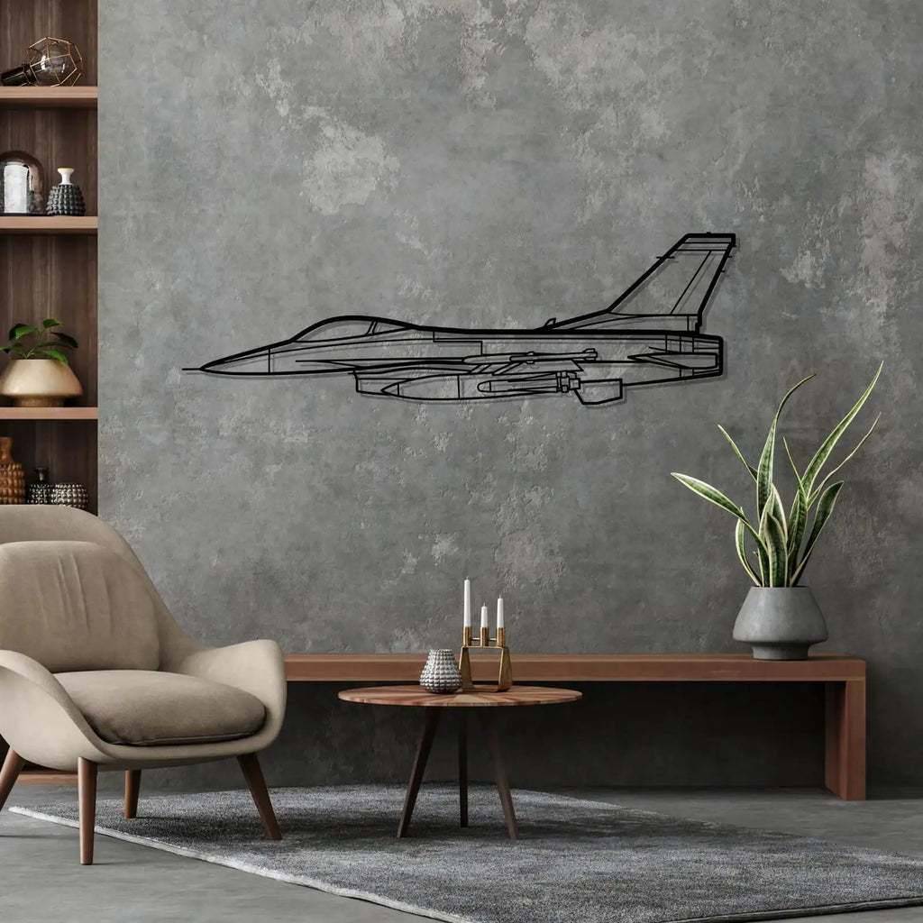 F-16 Falcon Metal Wall Art in Five Sizes for Aviation Enthusiast Offices, Hangars and Rooms