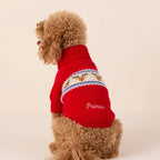 Fair Isle Dog Sweater with Soft Knit Turtleneck, Leash Opening and Machine-Washable Cold-Weather Fit
